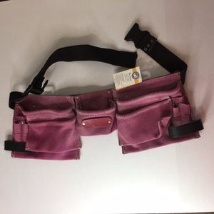 Pink Tool Belt 11 Pocket Heavy Duty Suede